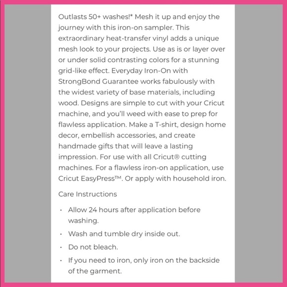 3 New Everyday Iron-On Mesh Sampler, Wanderer Cricut rolls. - Picture 6 of 11